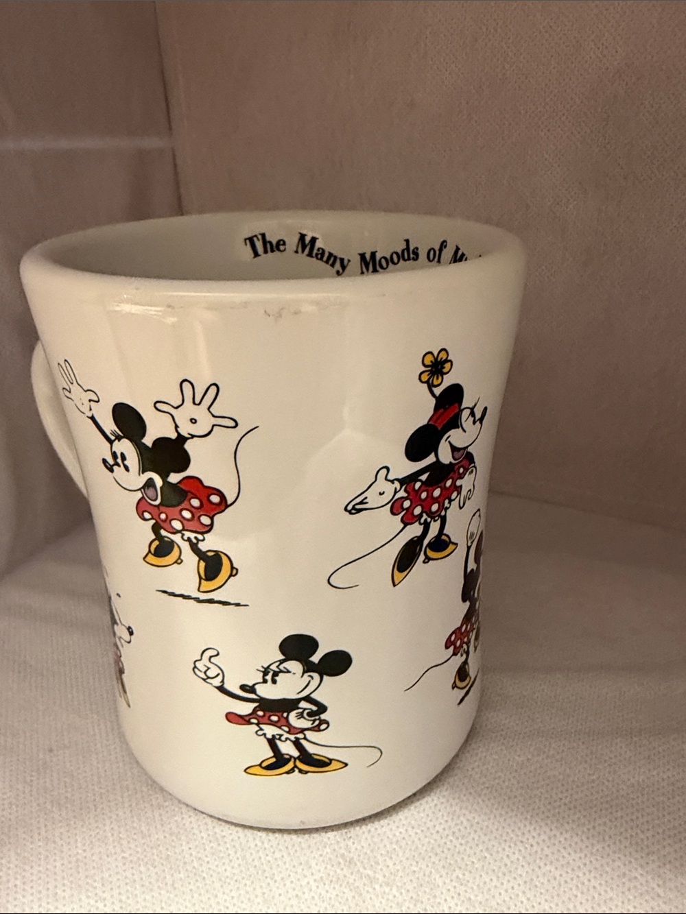 Disney Minnie Mouse Ceramic Mug in White with Red and Yellow Accents - Picture 3 of 8